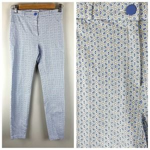 Primark Atmosphere Blue Geometric Ankle Cropped Capri Ankle Pants Skinny Women 6